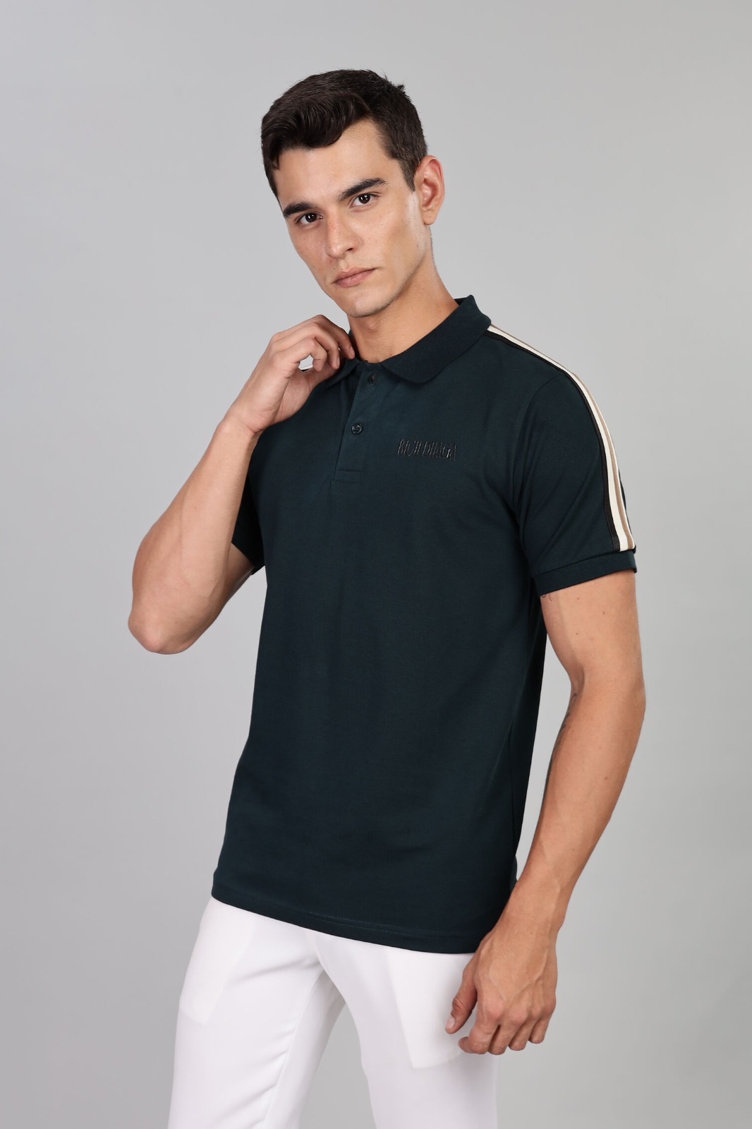 Men's T Shirt Polo: Dark Green Style
