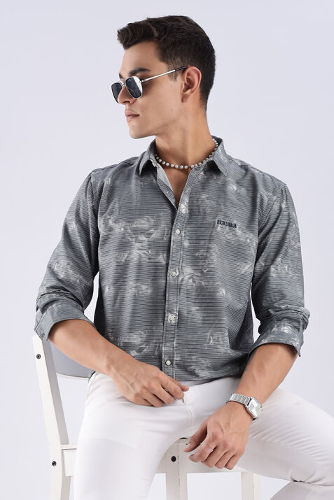 Printed Shirts for Men: Grey Casual Shirt Style