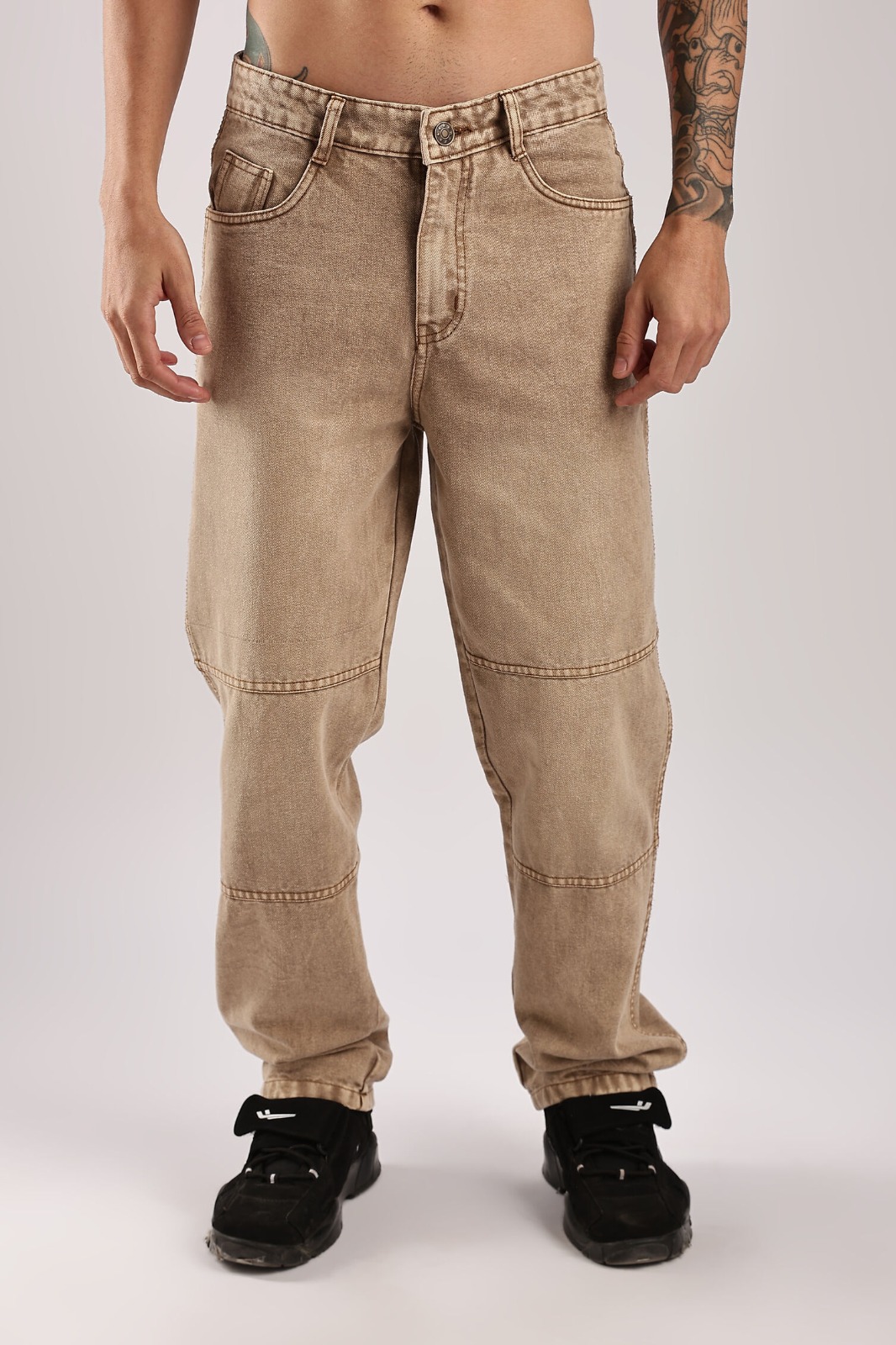 Baggy Clothes Jeans: Relaxed Fit Light Brown Denim