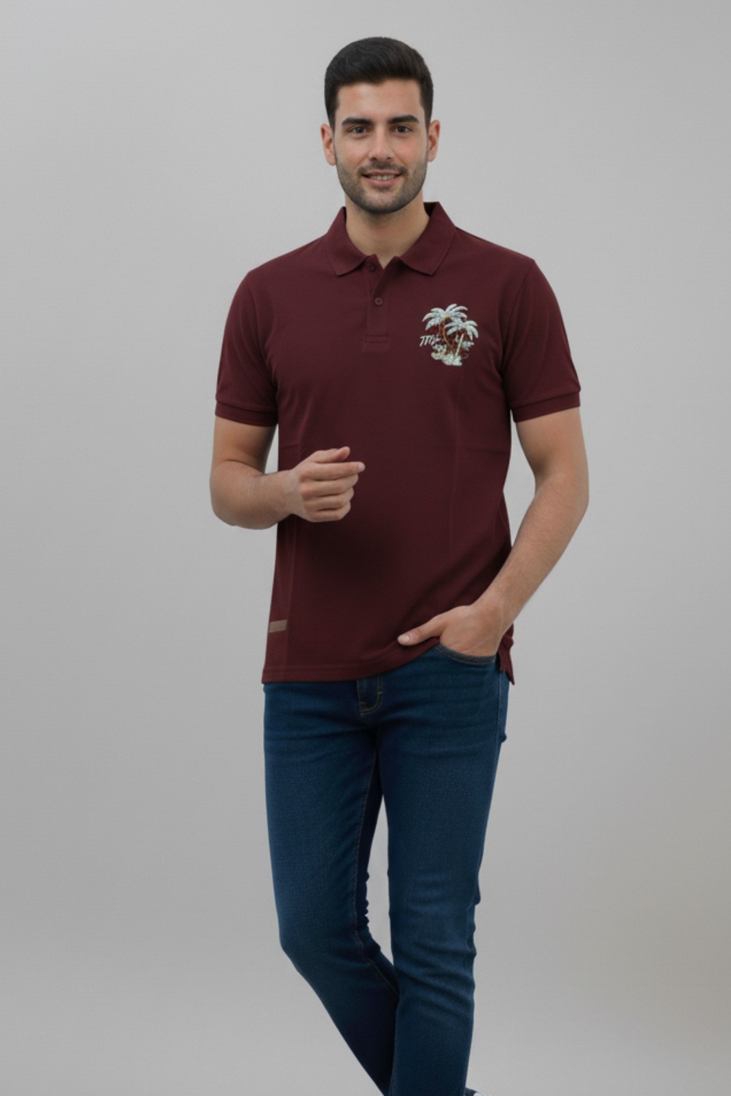 Men’s Palm Breeze Polo Tee – Maroon