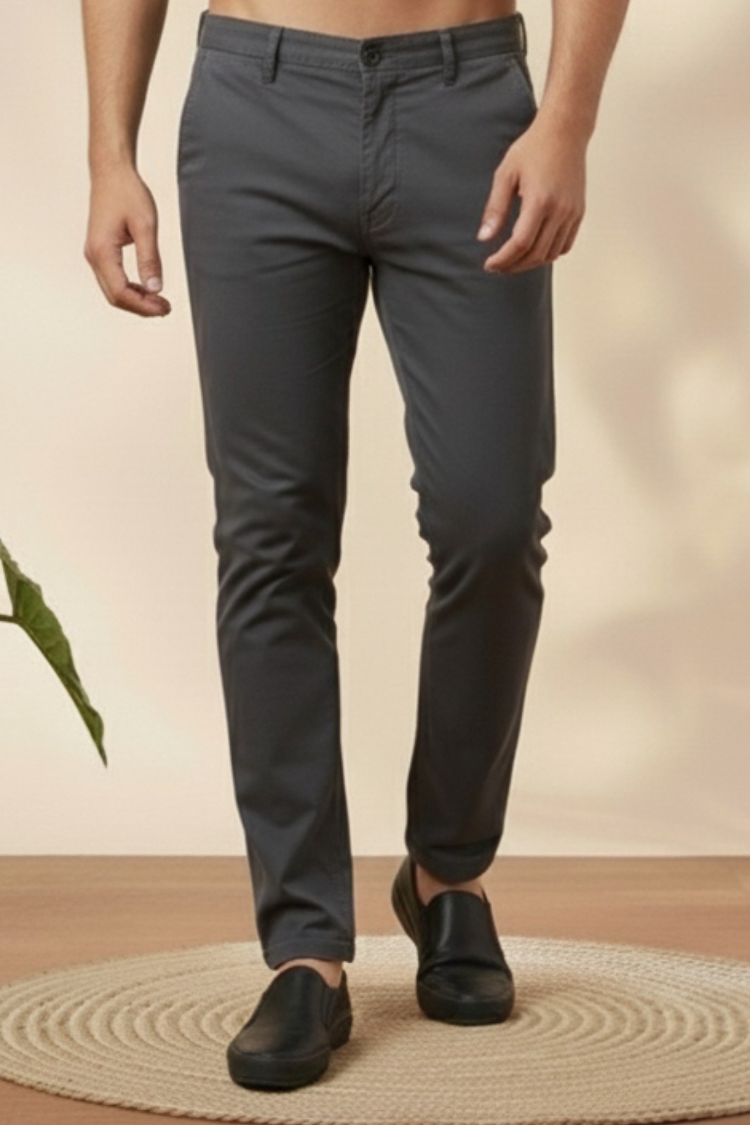 Men’s 4-Way Lycra Stretch Pants – Charcoal Grey Slim Fit
