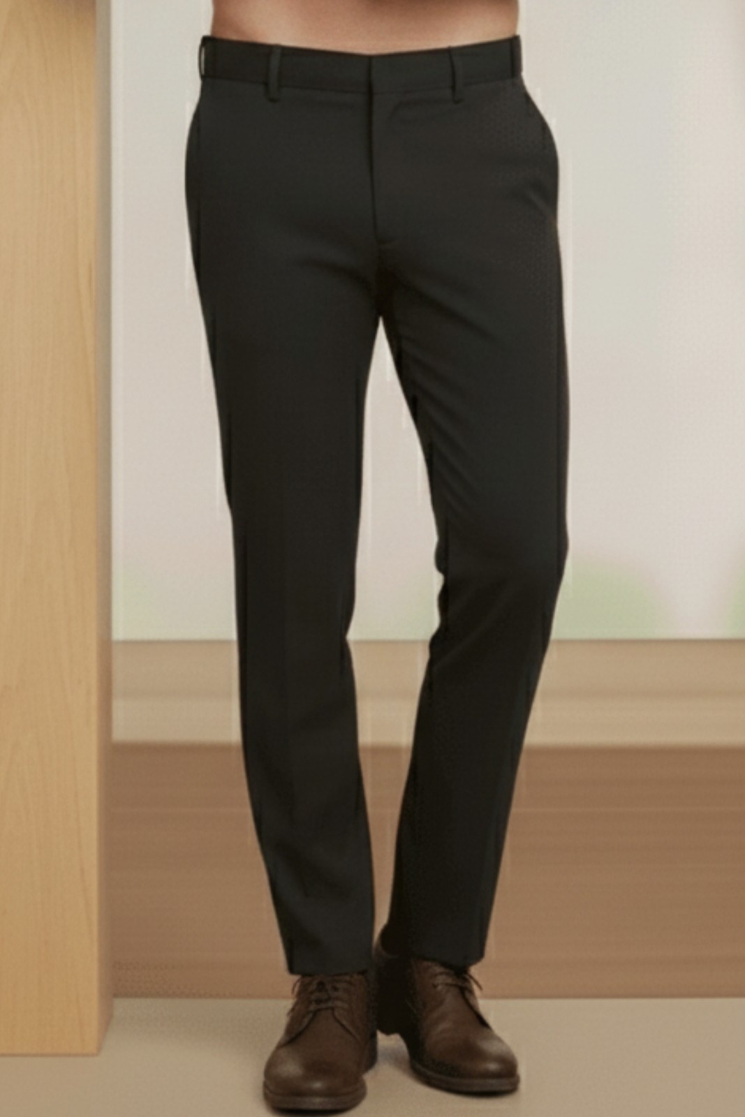 Men’s 2-Way Lycra Formal Pants – Jet Black Classic Fit